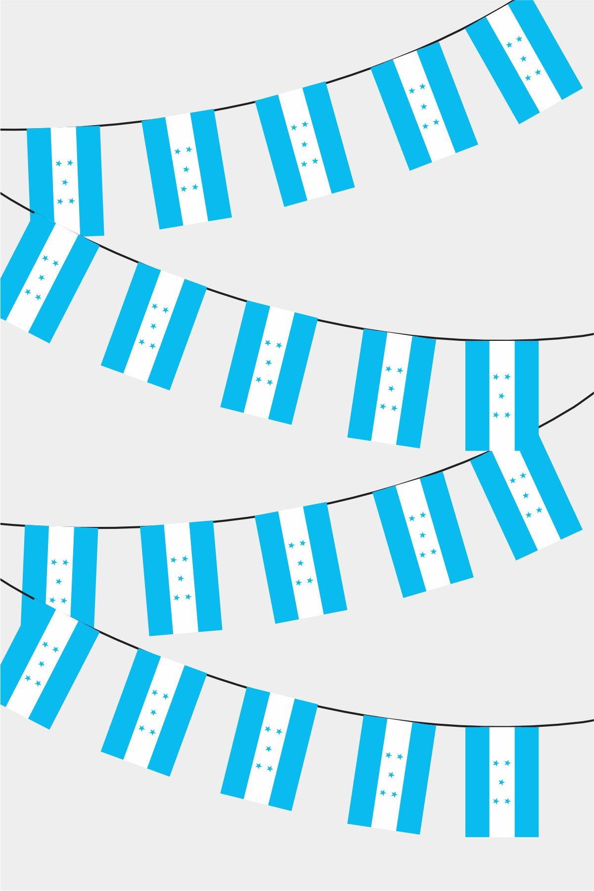 Honduras Rectangular Flag Bunting - 50 Meters Premium String Flags for Party Decoration | Professional Quality Raschel Fabric
