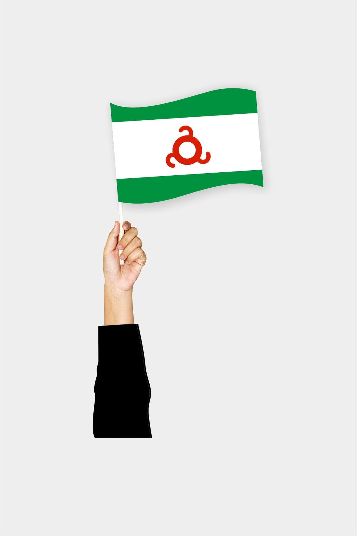 Ingushetia handheld flag on stick - durable polyester country flag for events and parades