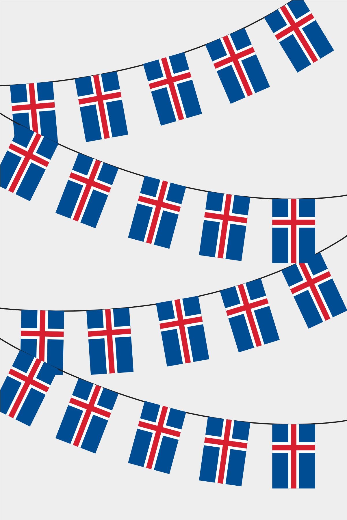 Izlanda Rectangular Flag Bunting - 50 Meters Premium String Flags for Party Decoration | Professional Quality Raschel Fabric