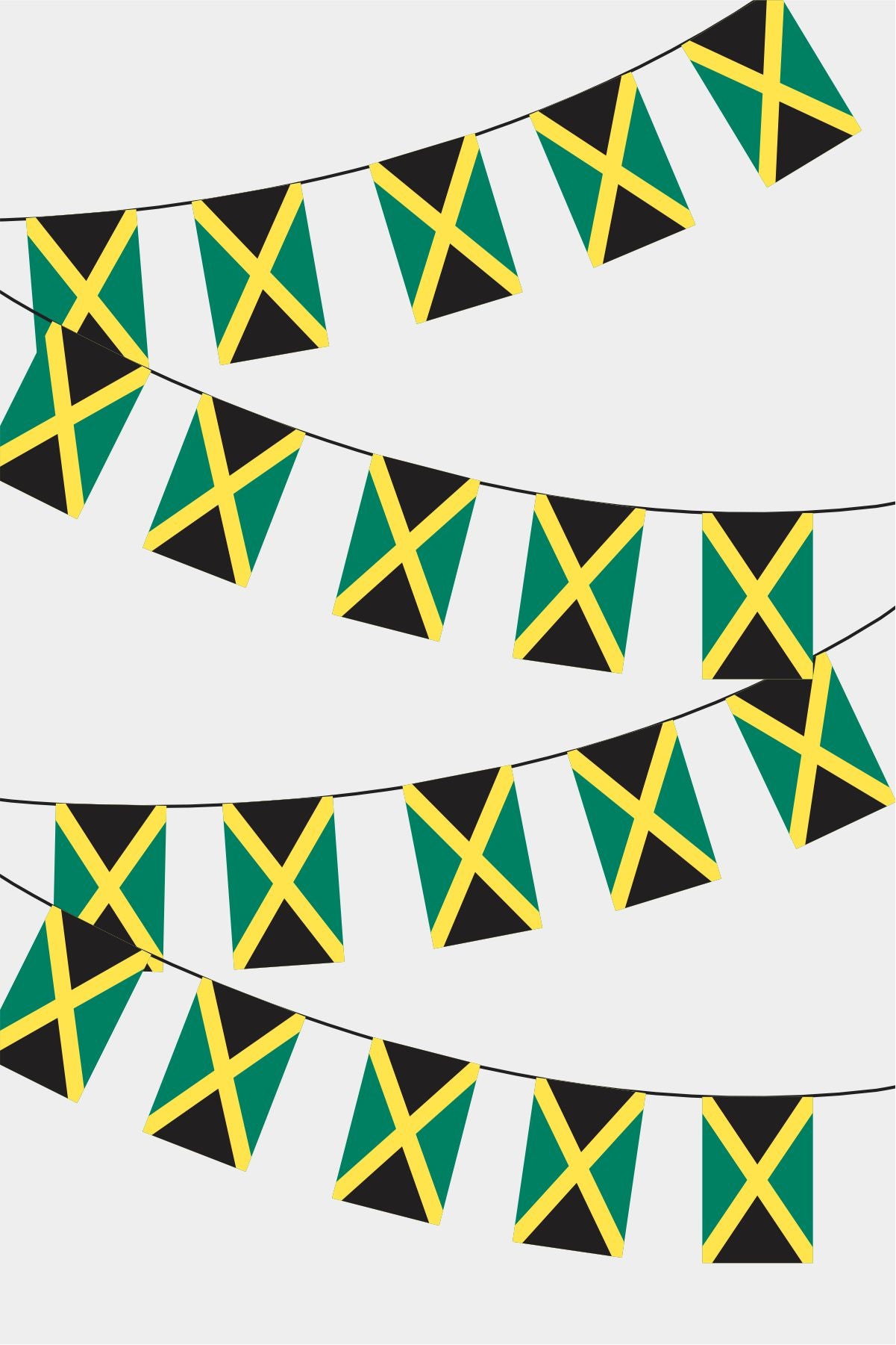 Jamaica Rectangular Flag Bunting - 50 Meters Premium String Flags for Party Decoration | Professional Quality Raschel Fabric