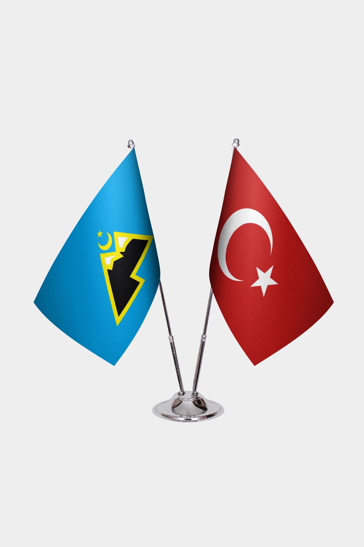 Karachay & Turkey Desk Flag Set — gold pole option
