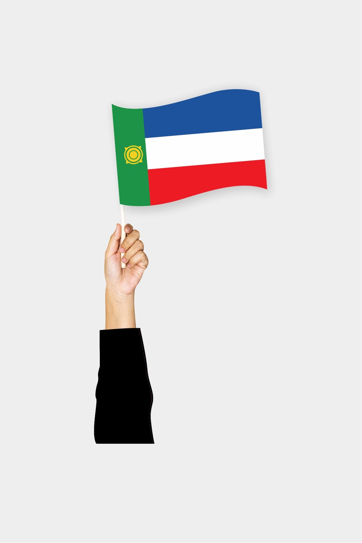 Khakassia handheld flag on stick - durable polyester country flag for events and parades