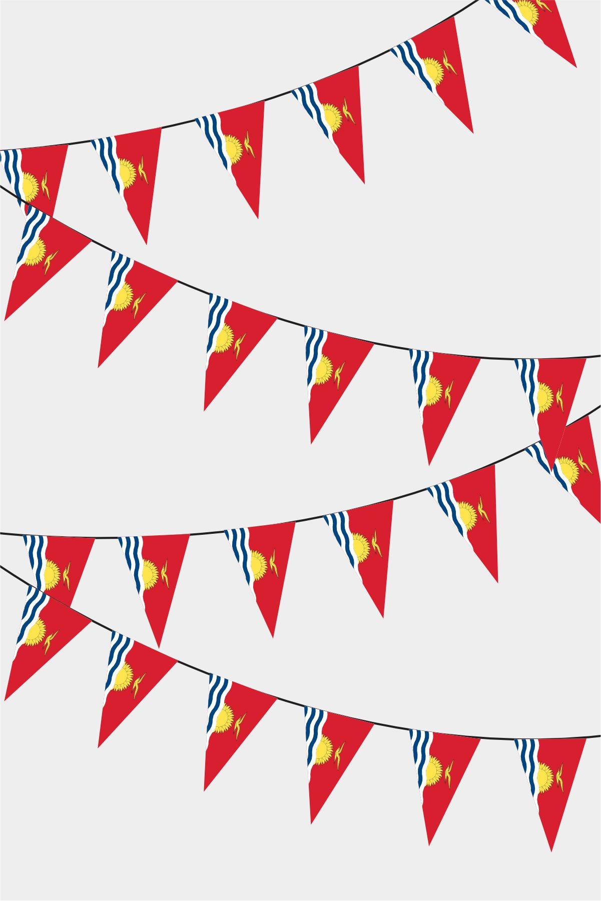 Kiribati Triangular Flag Bunting - 50 Meters Premium Pennant Flags for Party Decoration | Professional Quality Raschel Fabric