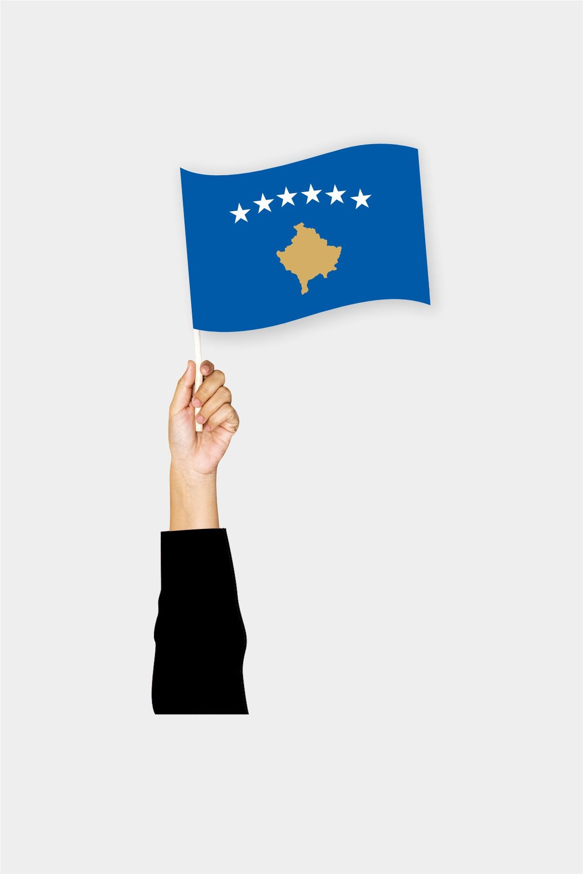 Kosovo handheld flag on stick - durable polyester country flag for events and parades