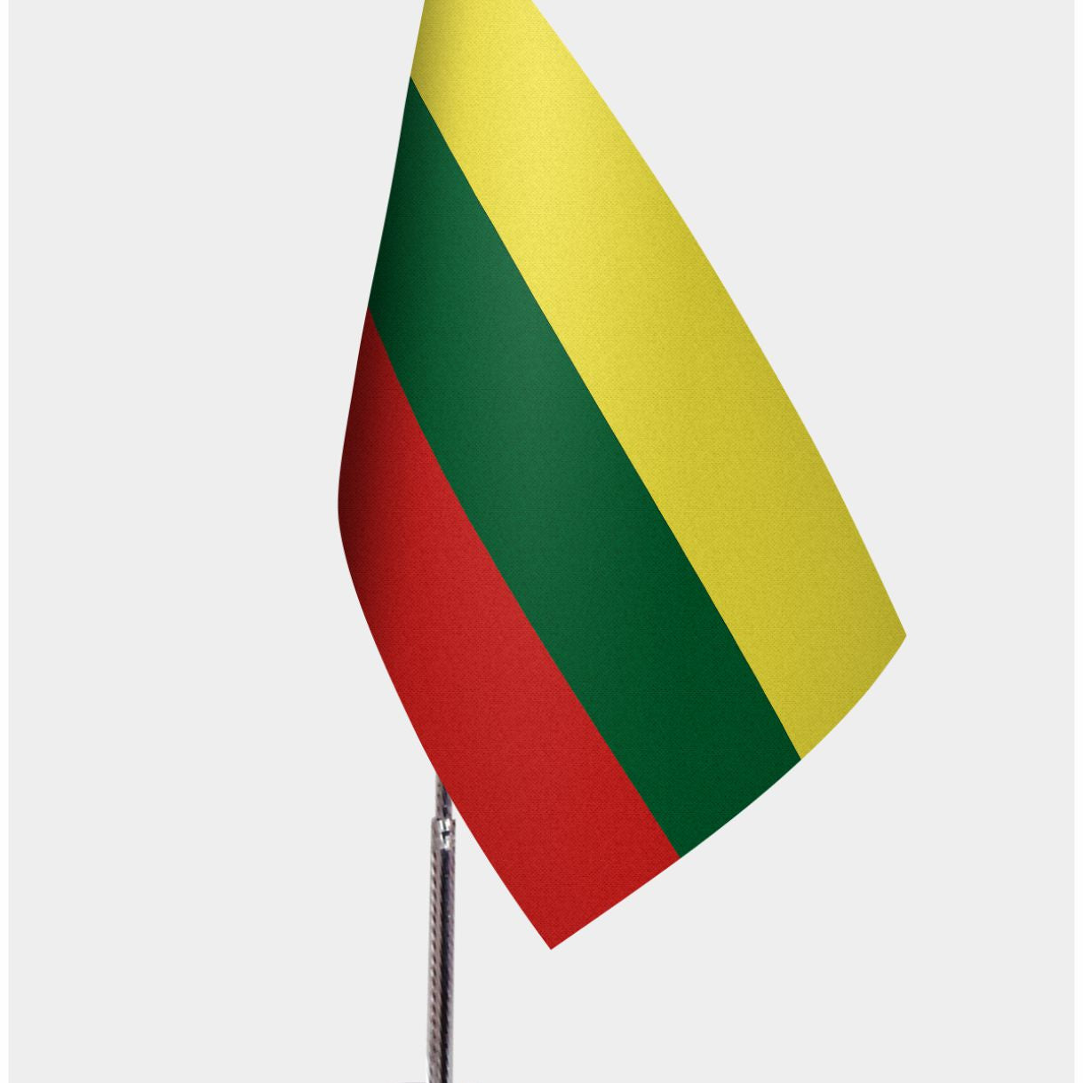 Lithuania Desk Flag - Premium Double-Layer Satin with Chrome L-Shaped Stand | Professional Quality Country Desk Flag for Government Offices and Institutions