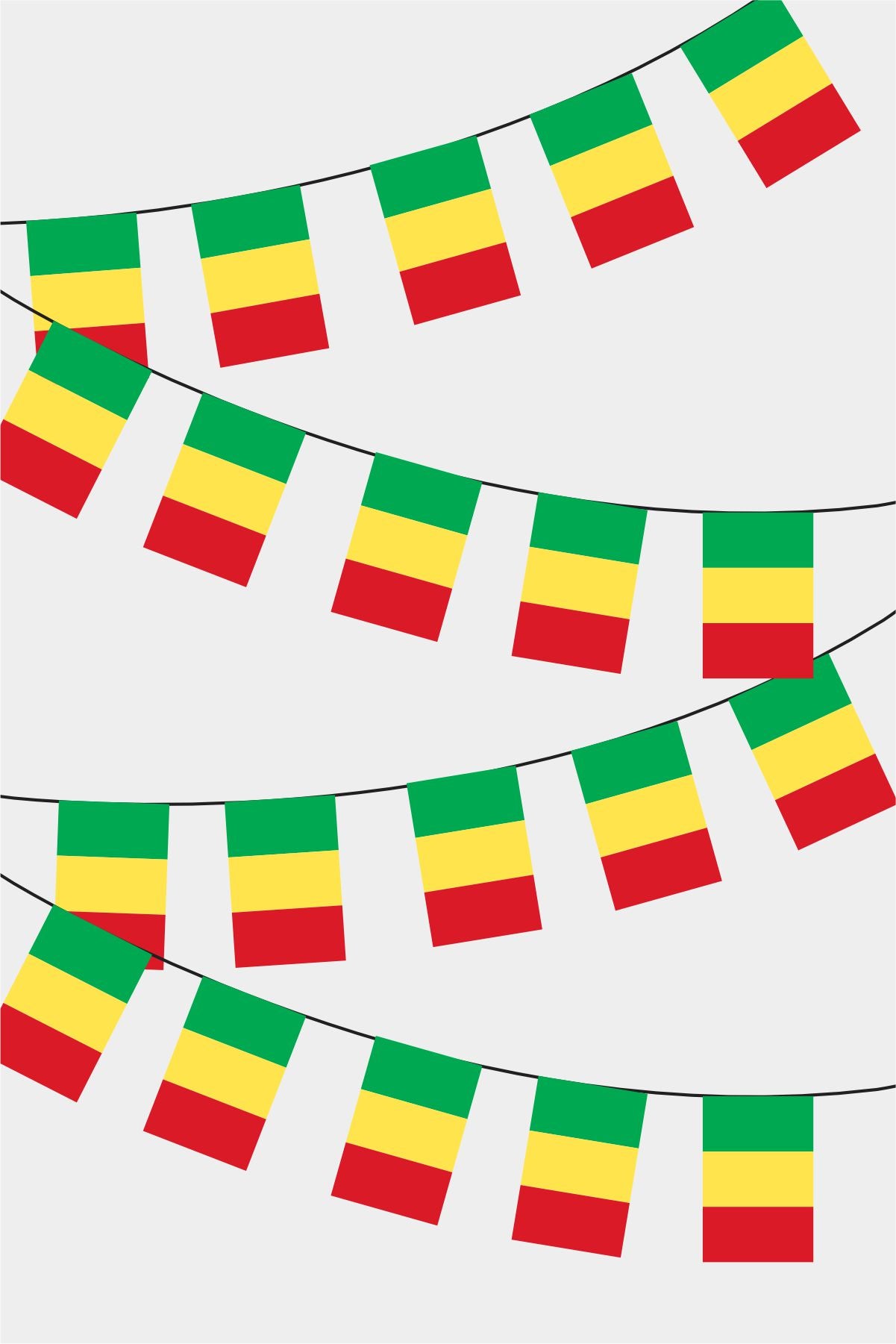 Mali Rectangular Flag Bunting - 50 Meters Premium String Flags for Party Decoration | Professional Quality Raschel Fabric