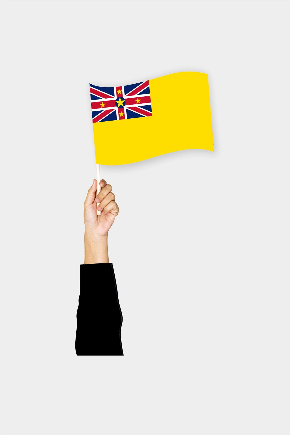 Niue handheld flag on stick - durable polyester country flag for events and parades