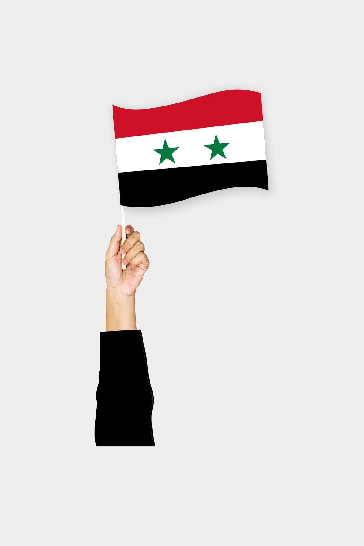 Old Syria handheld flag on stick - durable polyester country flag for events and parades