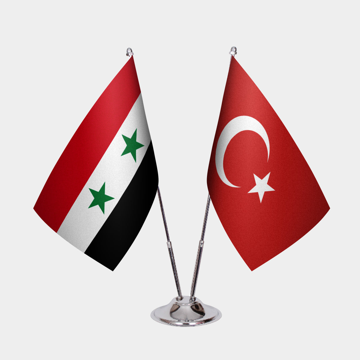 Old Syria & Turkey Desk Flag Set — gold pole option