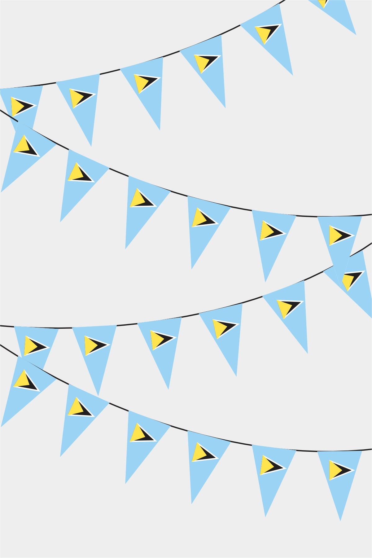 Saint Luacia Triangular Flag Bunting - 50 Meters Premium Pennant Flags for Party Decoration | Professional Quality Raschel Fabric