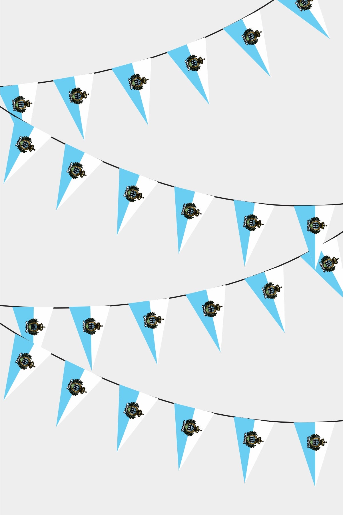 San Marino Triangular Flag Bunting - 50 Meters Premium Pennant Flags for Party Decoration | Professional Quality Raschel Fabric