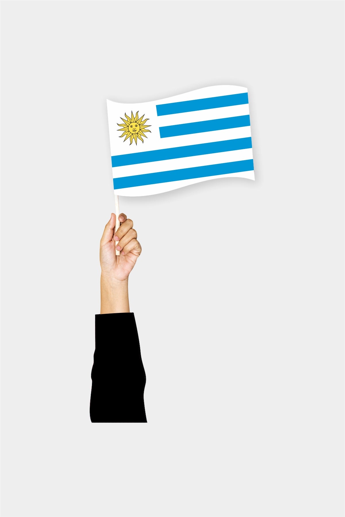 Uruguay handheld flag on stick - durable polyester country flag for events and parades