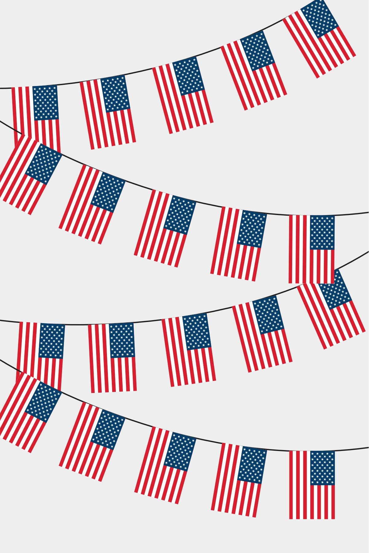 USA Rectangular Flag Bunting - 50 Meters Premium String Flags for Party Decoration | Professional Quality Raschel Fabric