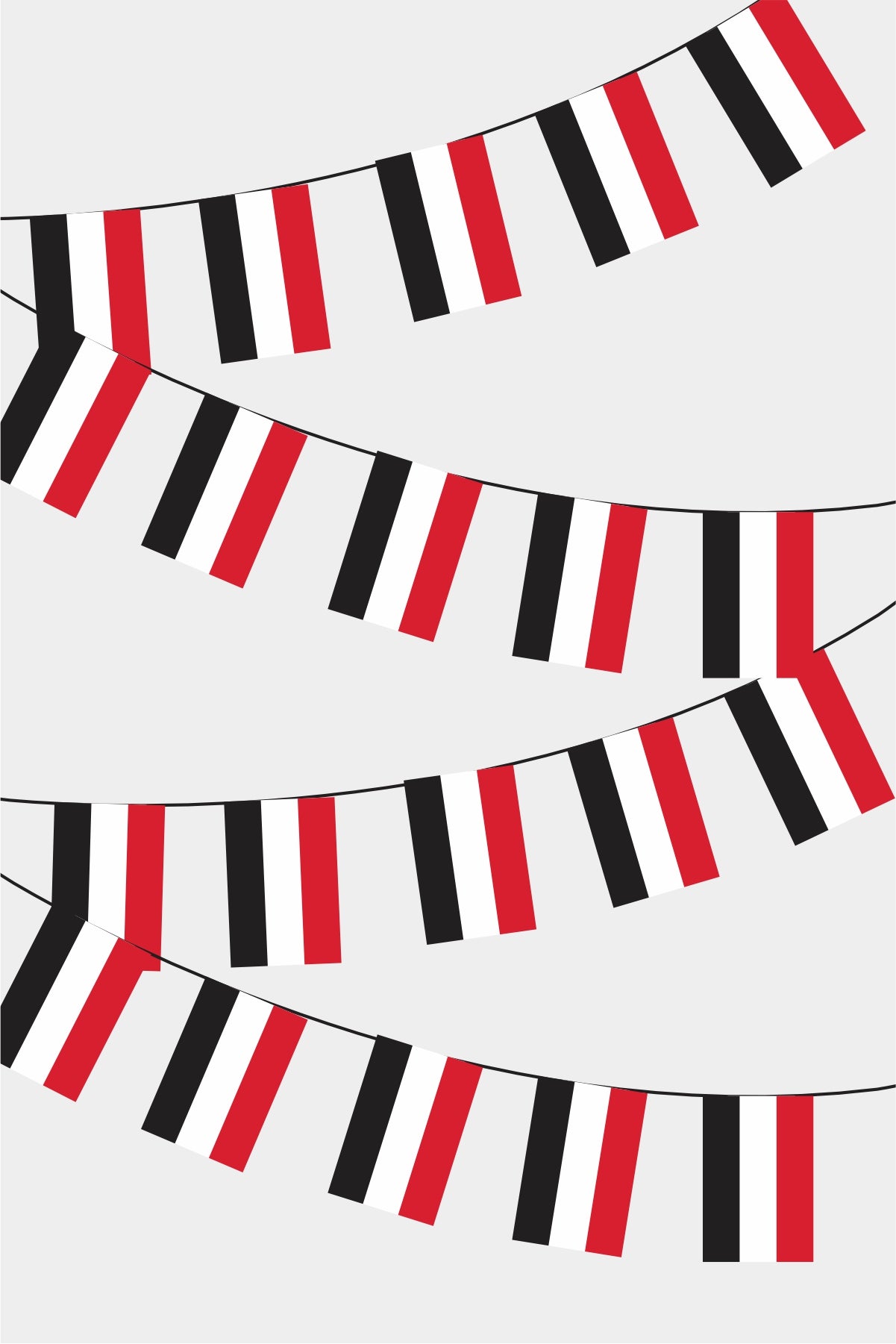 Yemen Rectangular Flag Bunting - 50 Meters Premium String Flags for Party Decoration | Professional Quality Raschel Fabric