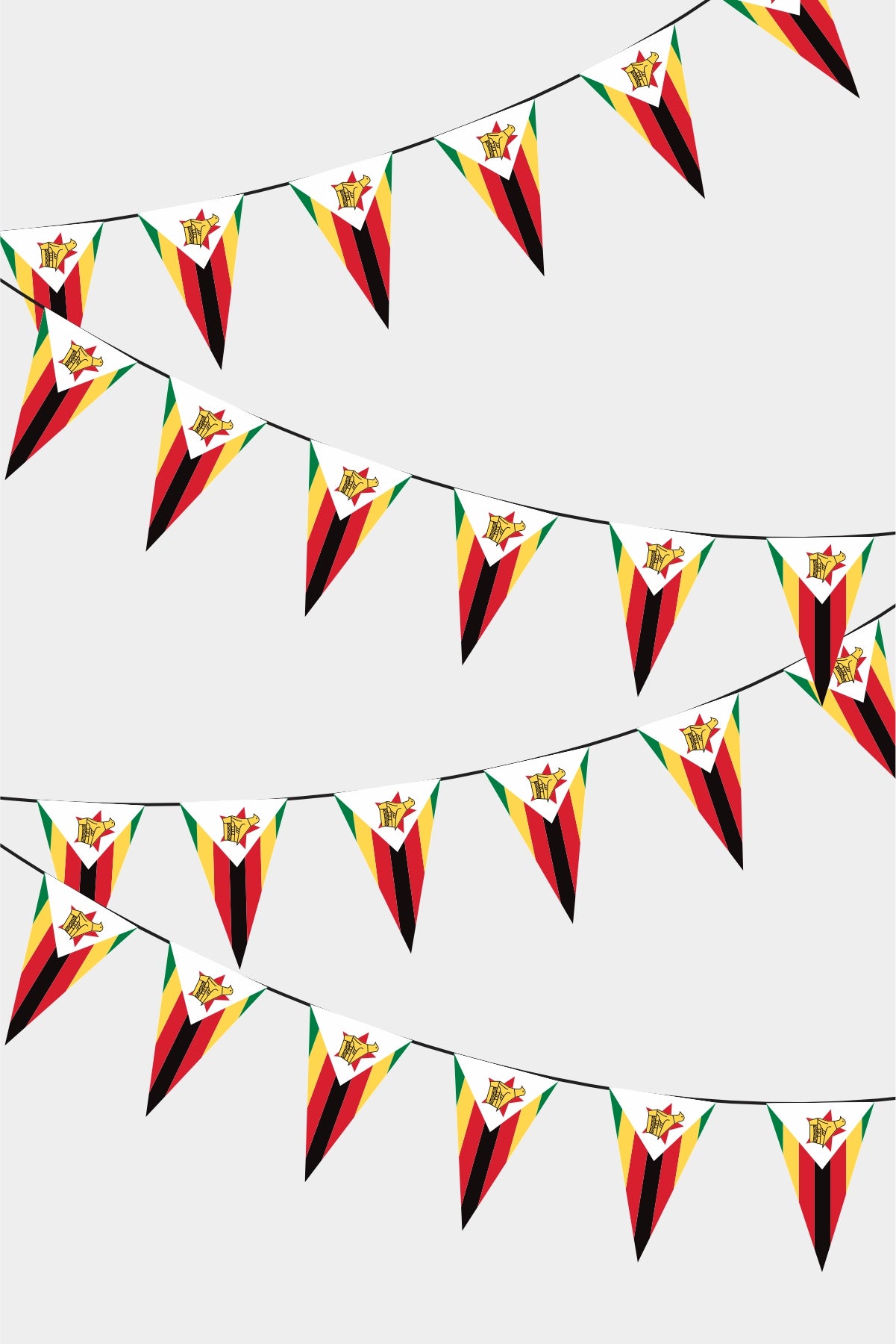 Zimbabve Triangular Flag Bunting - 50 Meters Premium Pennant Flags for Party Decoration | Professional Quality Raschel Fabric