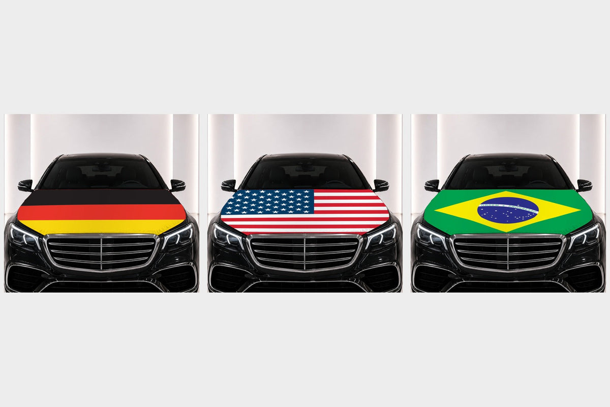Country car hood flags — national flag hood covers fitted on cars