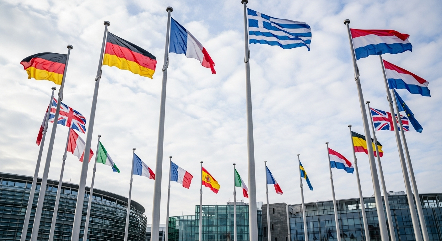 European countries national flags waving outdoors – Asya Bayrak