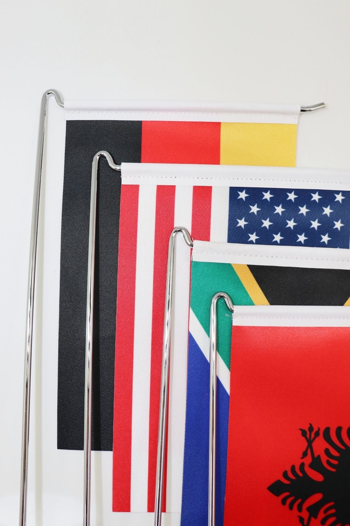 L-Shaped New Hampshire State Desk Flag - Premium Double-Layer Satin with Chrome Stand | Professional Quality State Desk Flag