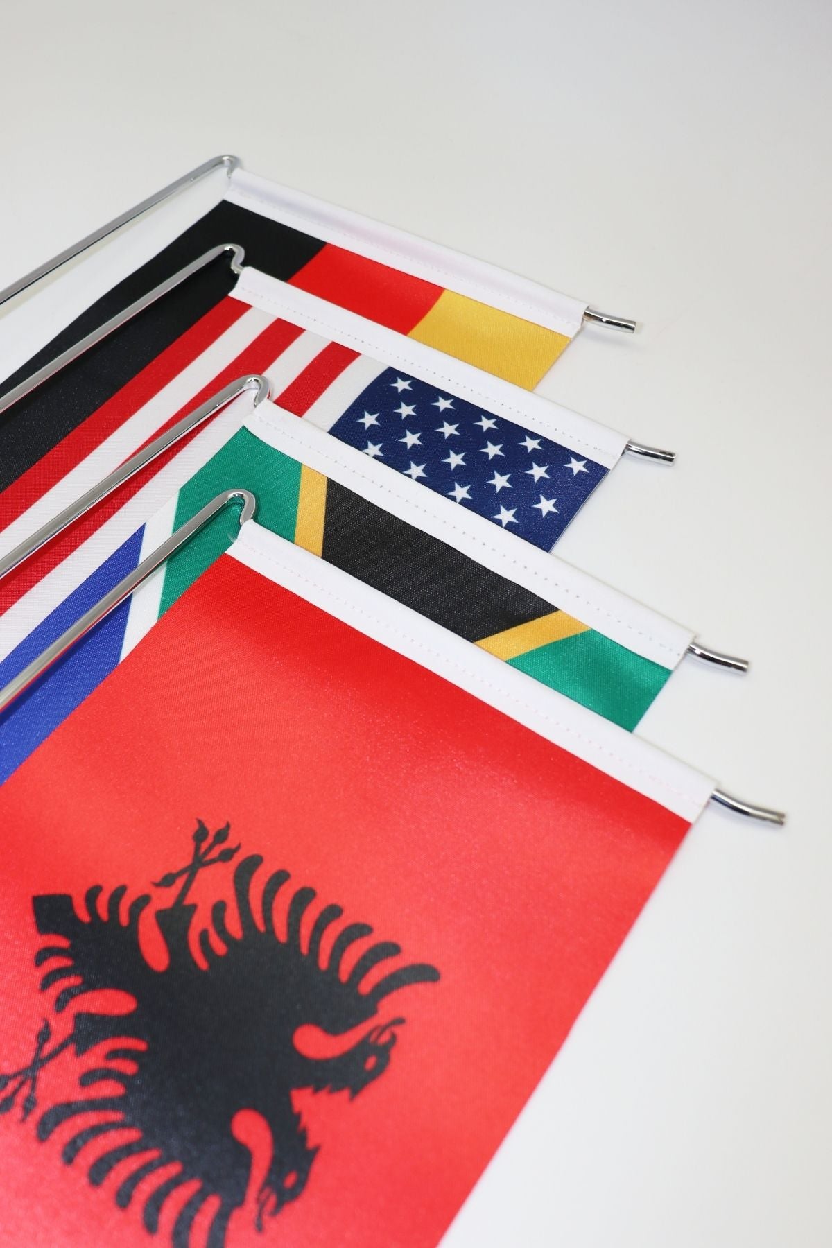 L-Shaped Louisiana State Desk Flag - Premium Double-Layer Satin with Chrome Stand | Professional Quality State Desk Flag