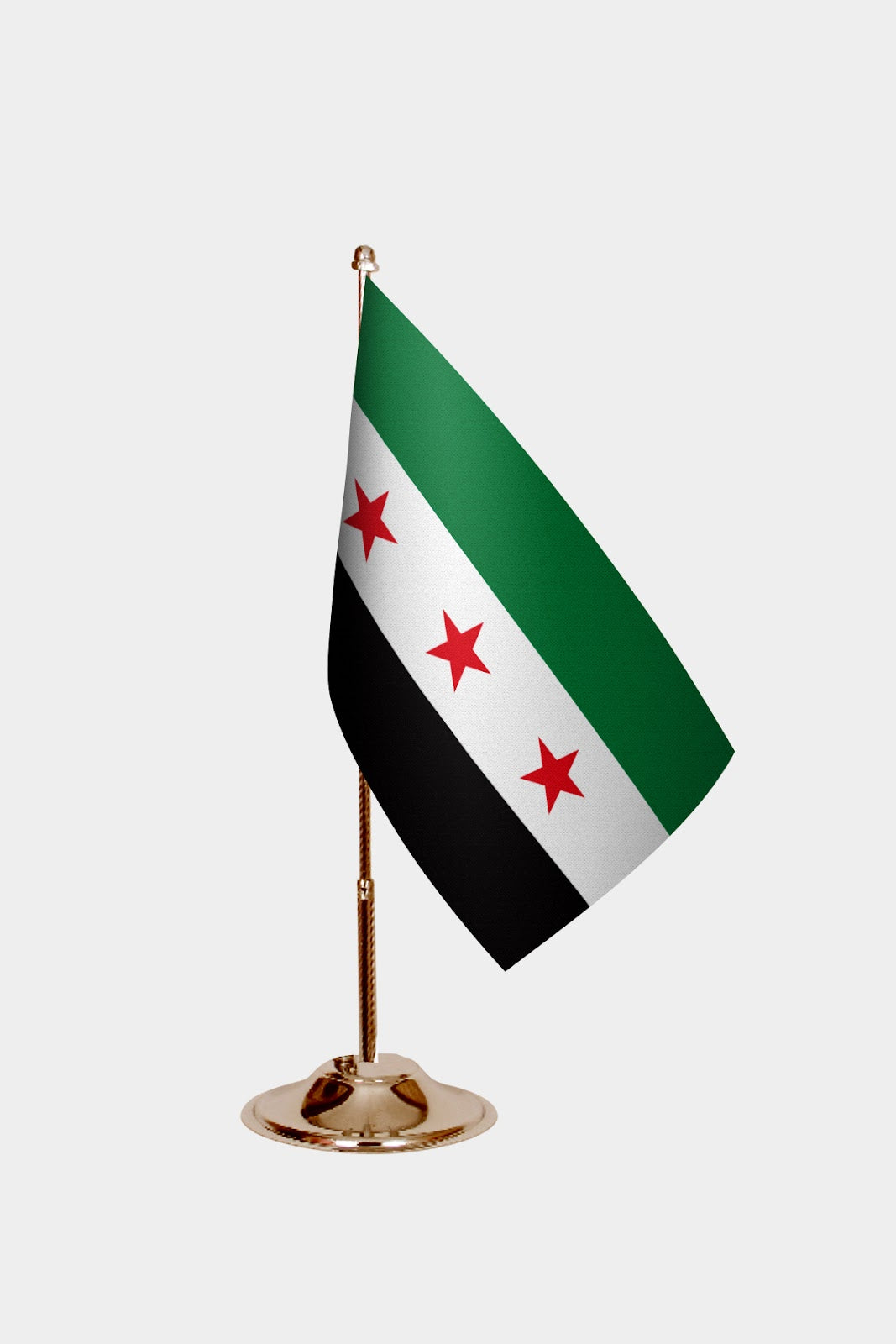 Syria Gold Desk Flag - Premium Metal Stand