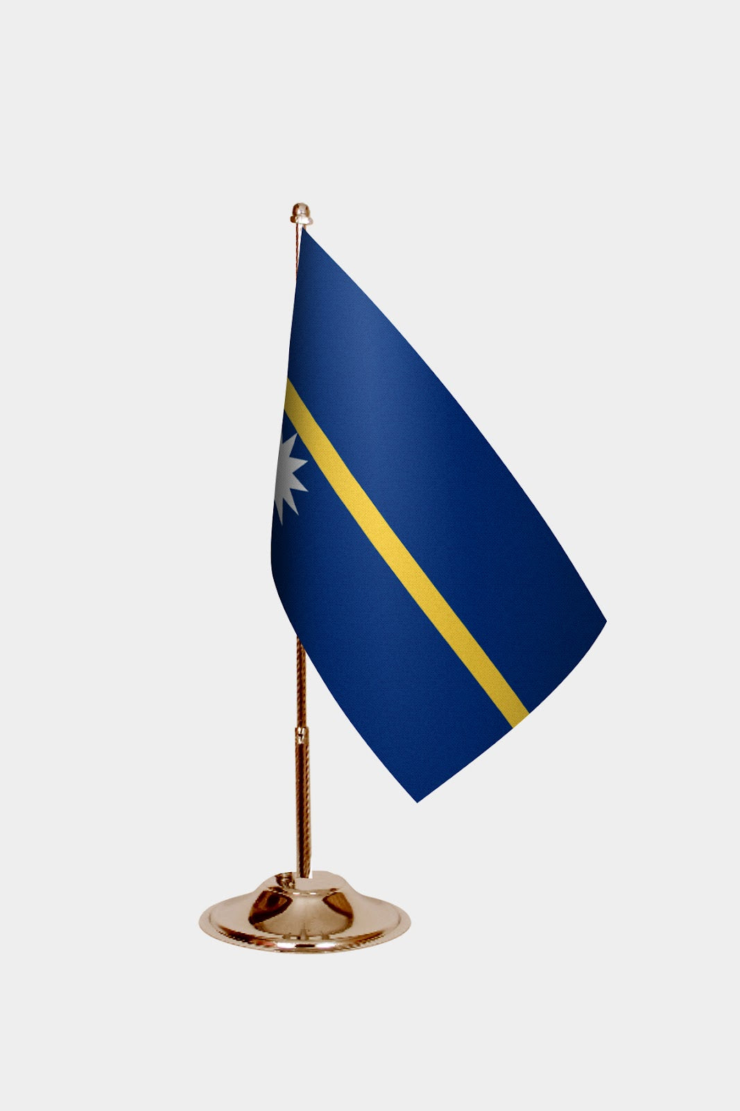 Nauru Gold Desk Flag - Premium Metal Stand