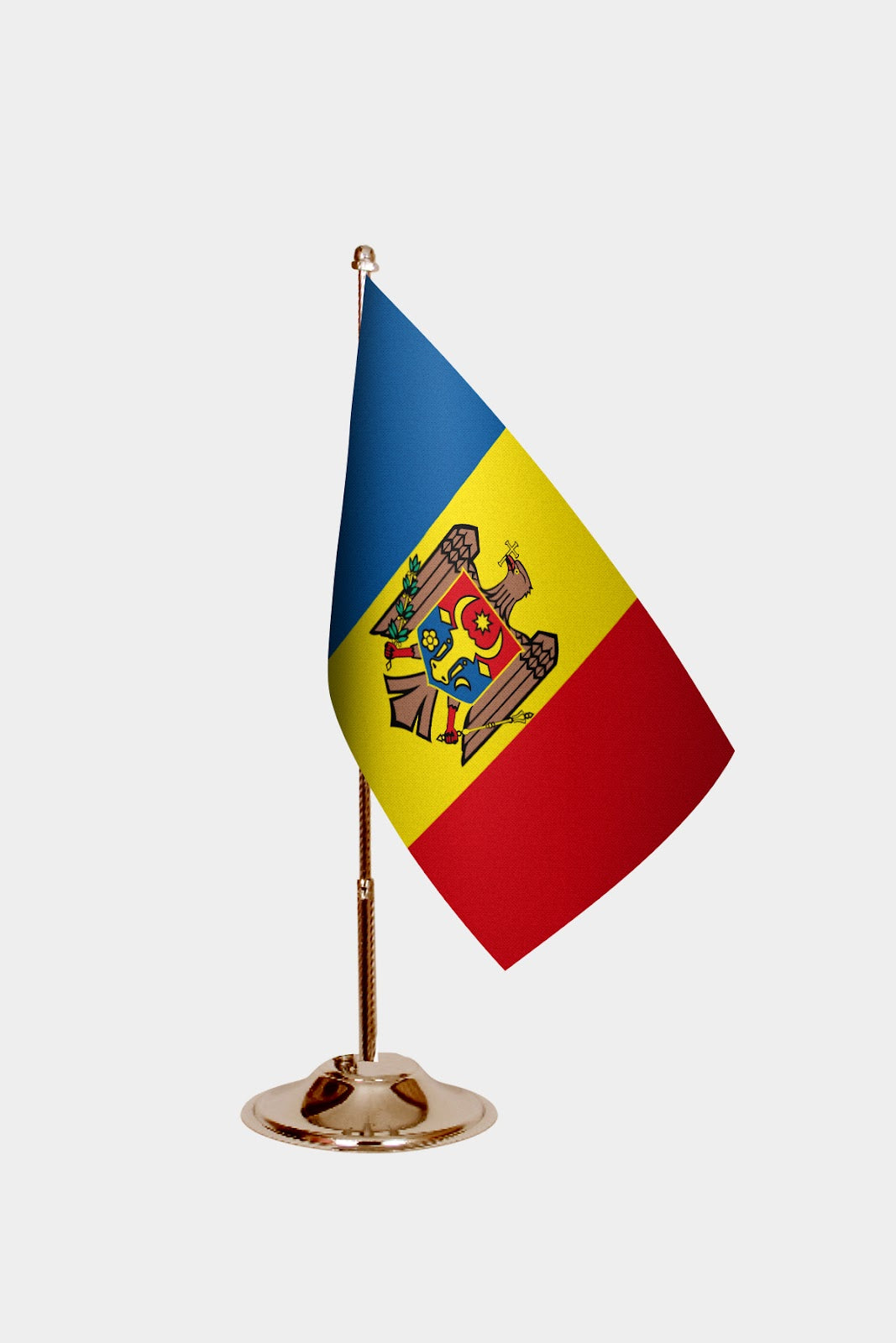 Moldova Gold Desk Flag - Premium Metal Stand
