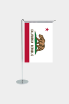 California state desk flag with chrome L-shaped stand - premium double-layer satin office flag