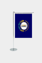 Kentucky state desk flag with chrome L-shaped stand - premium double-layer satin office flag