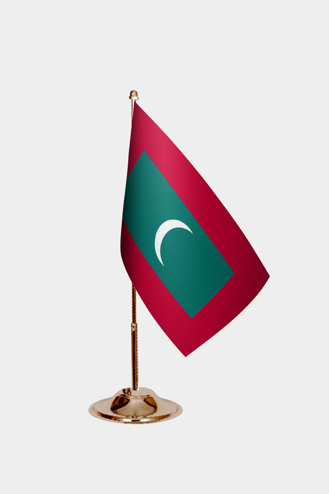 Maldives Gold Desk Flag - Premium Metal Stand