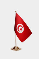 Tunisia Gold Desk Flag - Premium Metal Stand