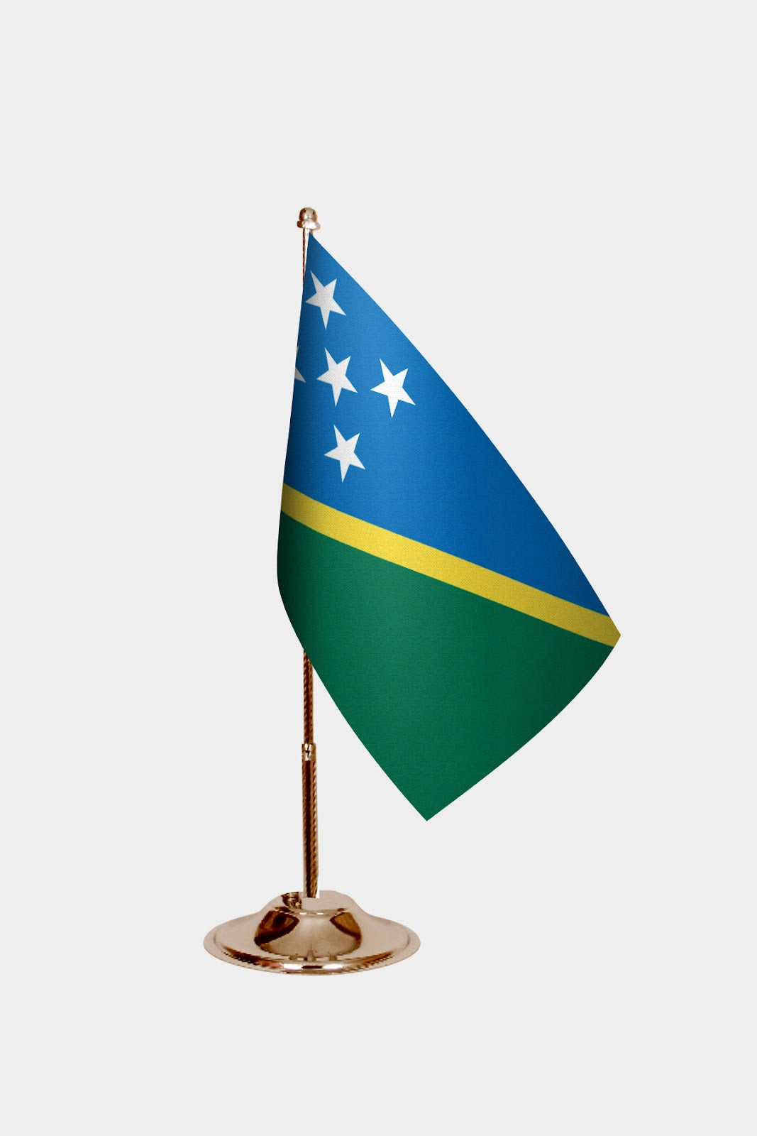 Solomon Islands Gold Desk Flag - Premium Metal Stand