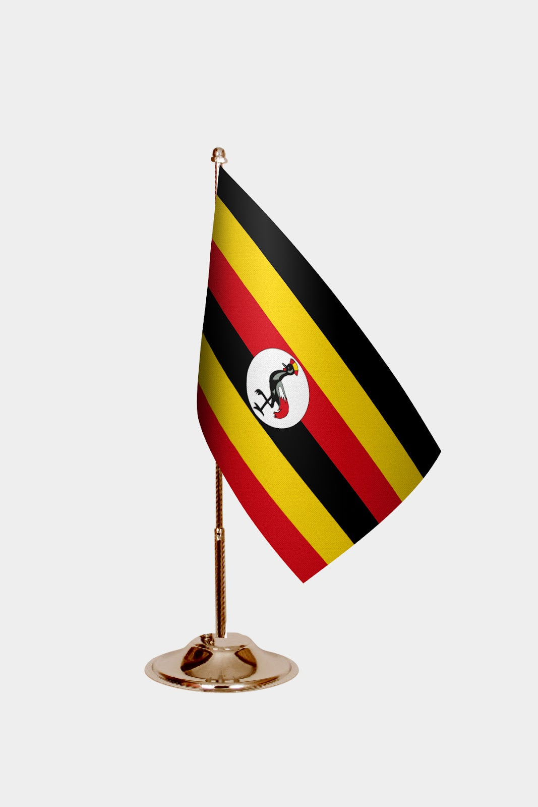 Uganda Gold Desk Flag - Premium Metal Stand