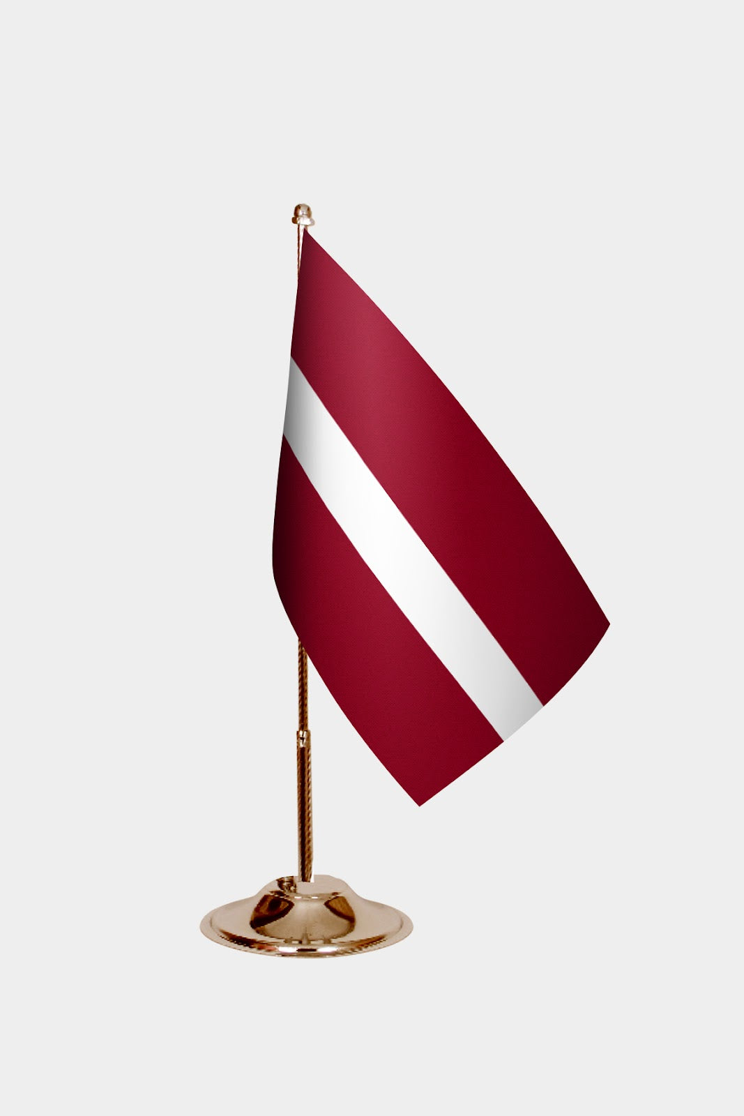 Latvia Gold Desk Flag - Premium Metal Stand