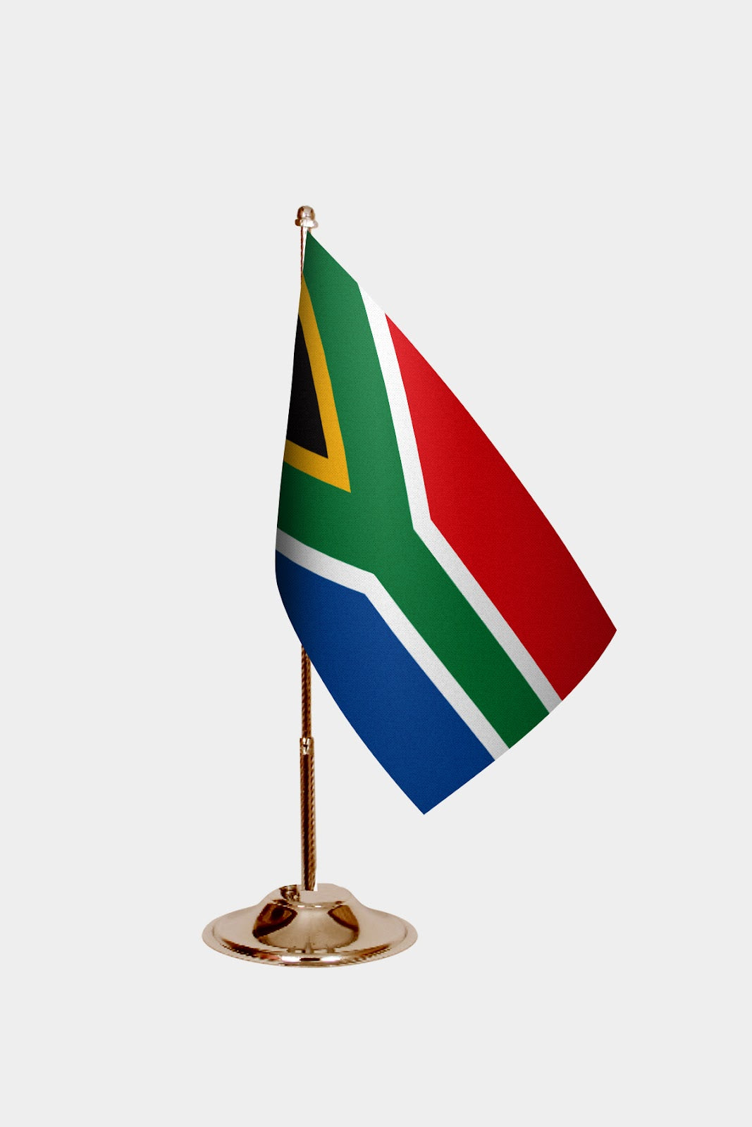 South Africa Gold Desk Flag - Premium Metal Stand