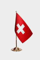 Switzerland Gold Desk Flag - Premium Metal Stand