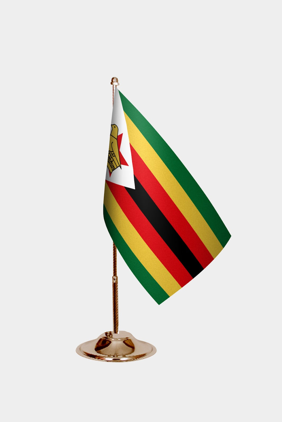 Zimbabwe Gold Desk Flag - Premium Metal Stand