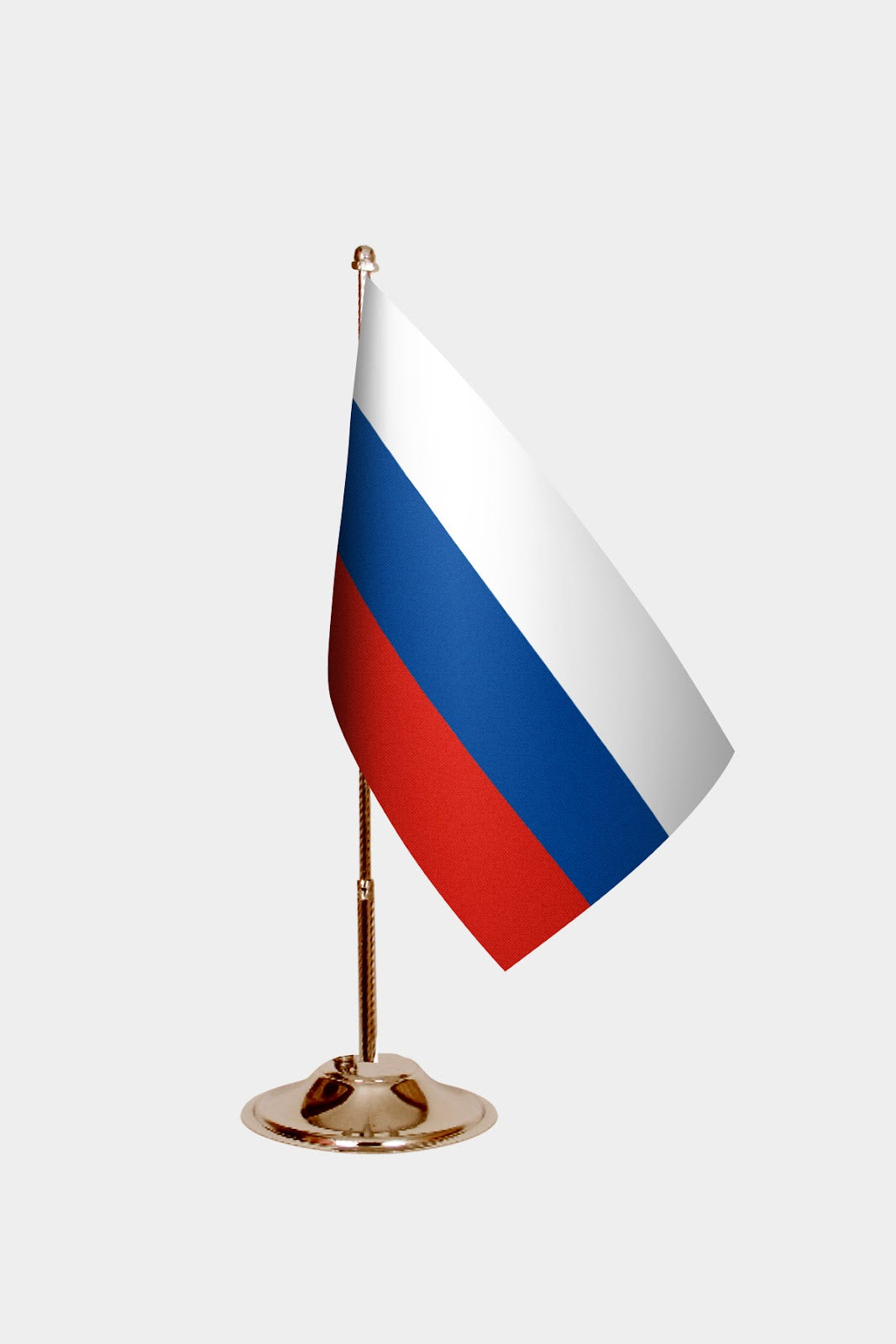 Russia Gold Desk Flag - Premium Metal Stand