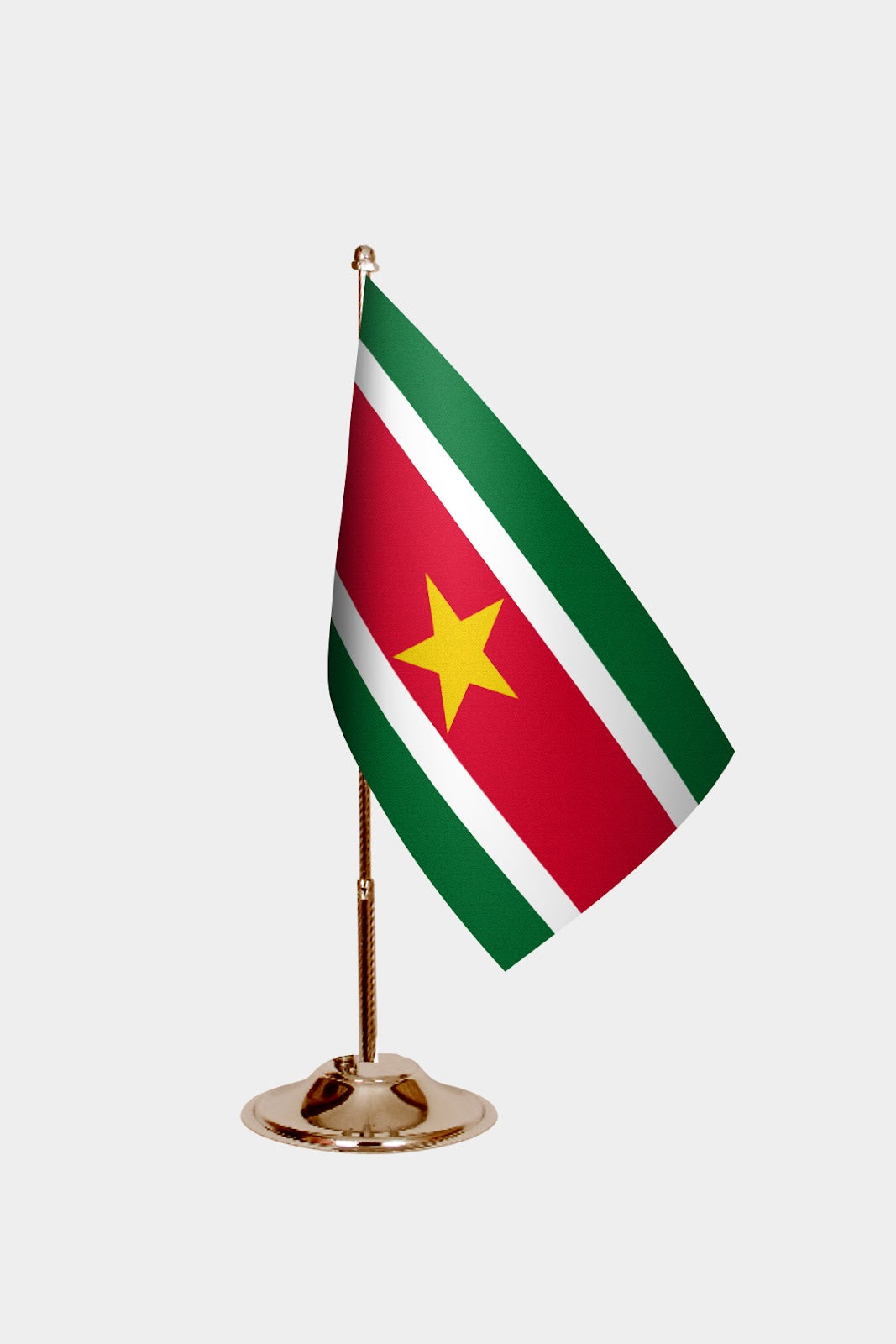 Suriname Gold Desk Flag - Premium Metal Stand