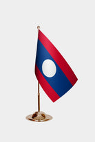 Laos Gold Desk Flag - Premium Metal Stand