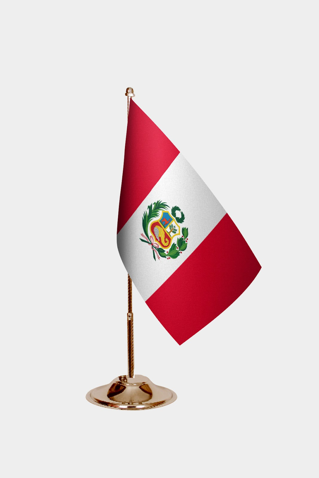 Peru Gold Desk Flag - Premium Metal Stand