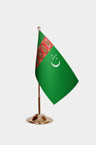 Turkmenistan Gold Desk Flag - Premium Metal Stand