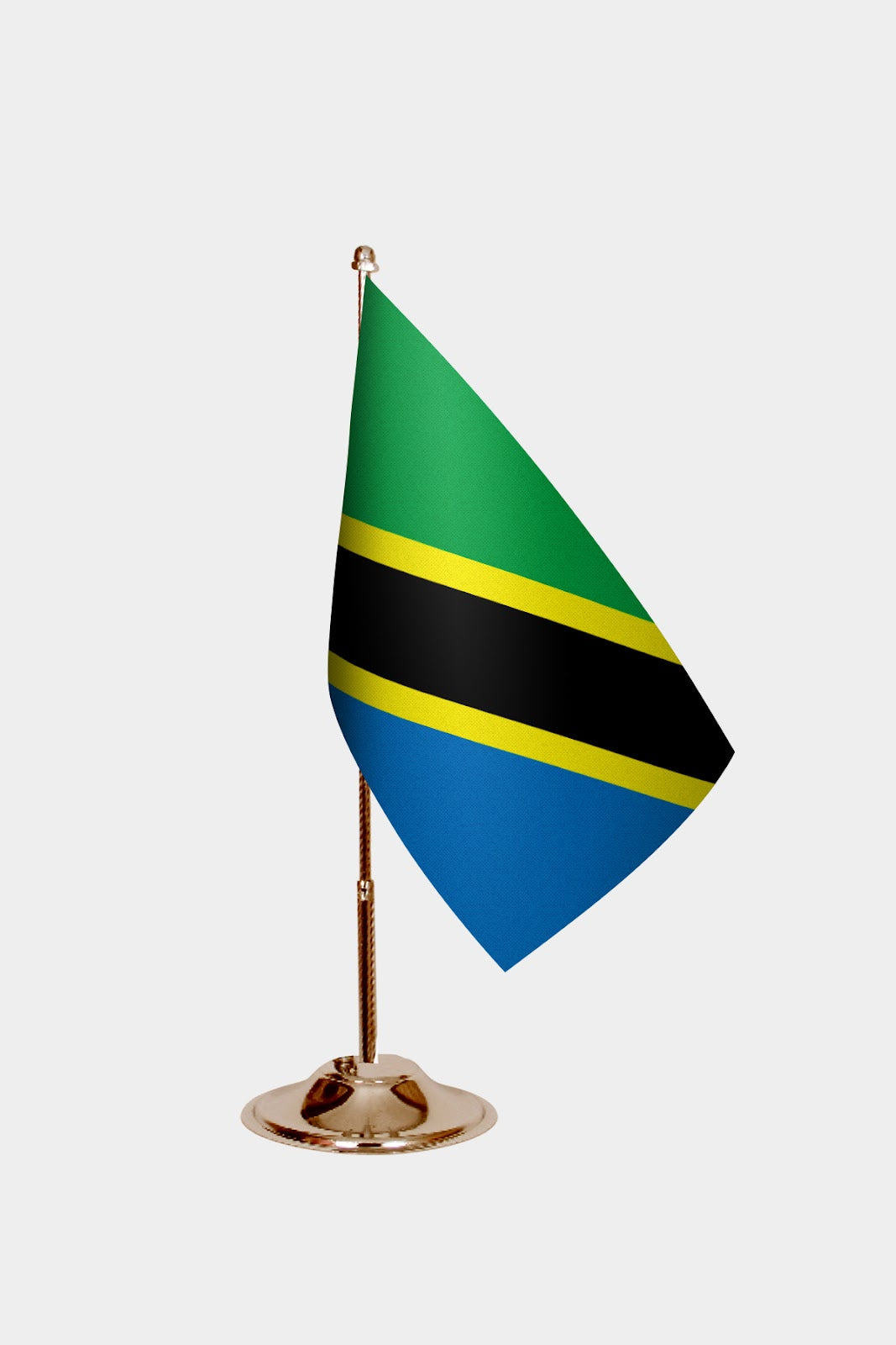 Tanzania Gold Desk Flag - Premium Metal Stand