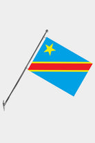 Democratic Republic of the Congo Wall-Mounted Telescopic Flagpole Set — Polyester