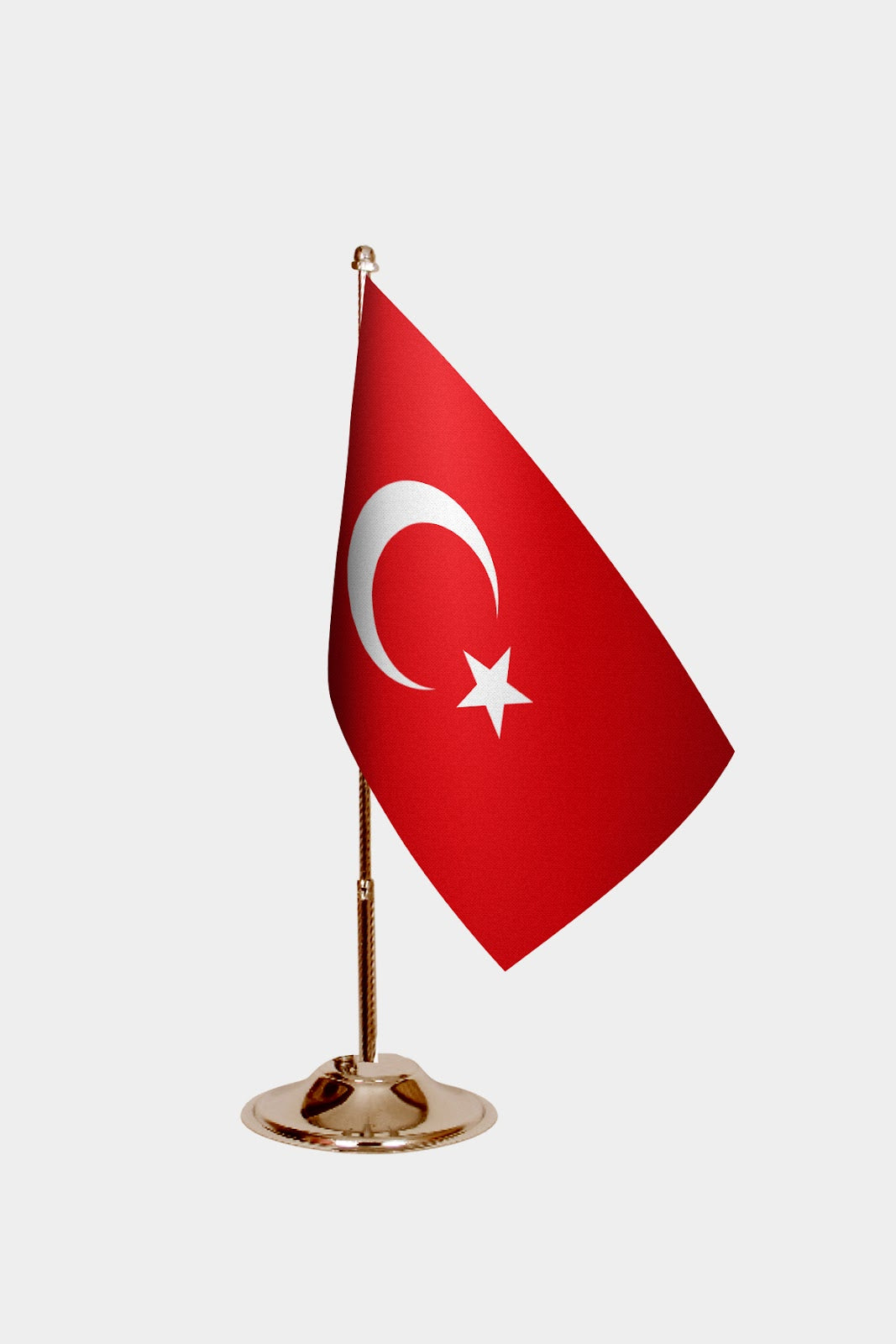 Turkey Gold Desk Flag - Premium Metal Stand