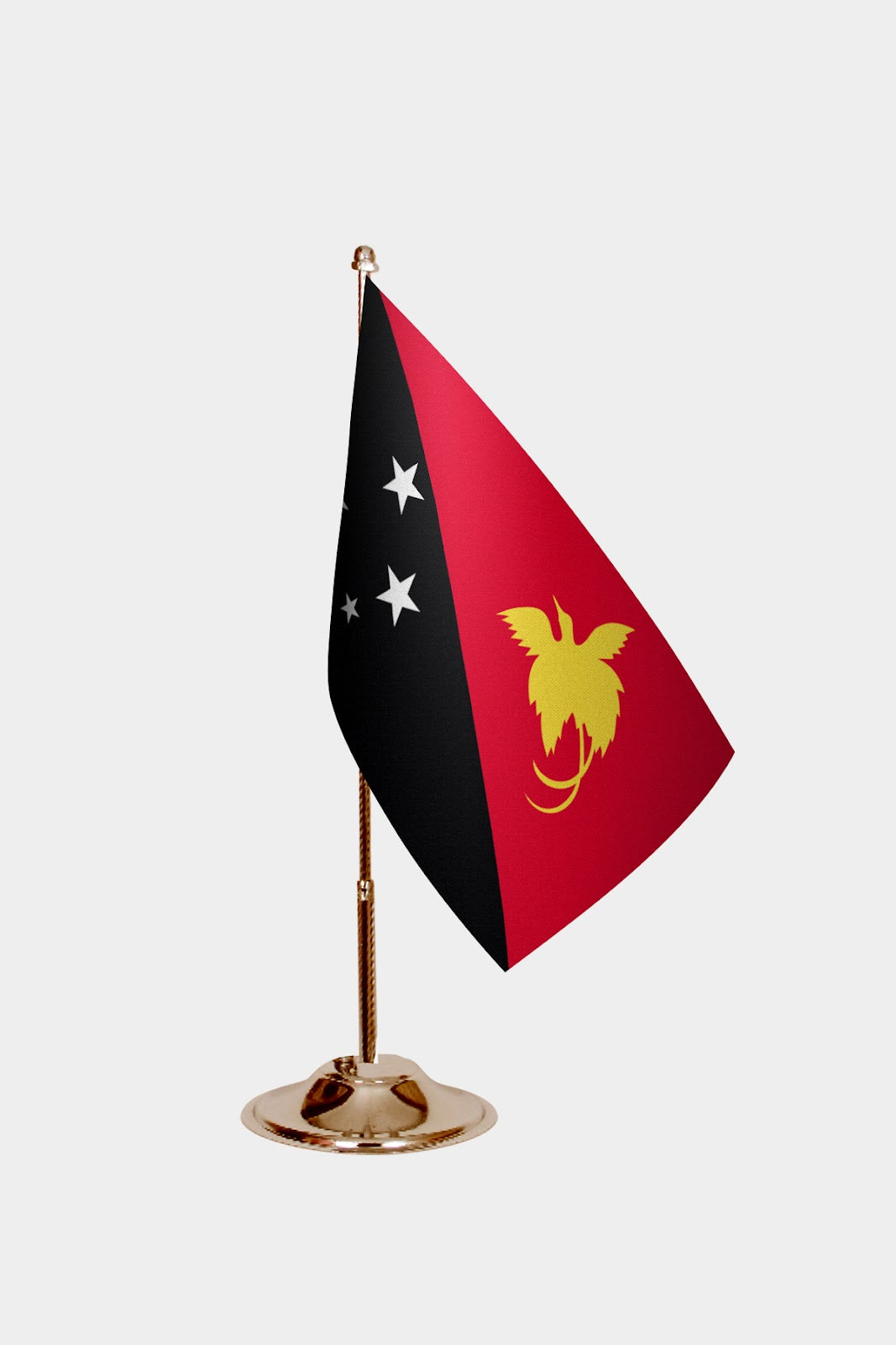 Papua New Guinea Gold Desk Flag - Premium Metal Stand