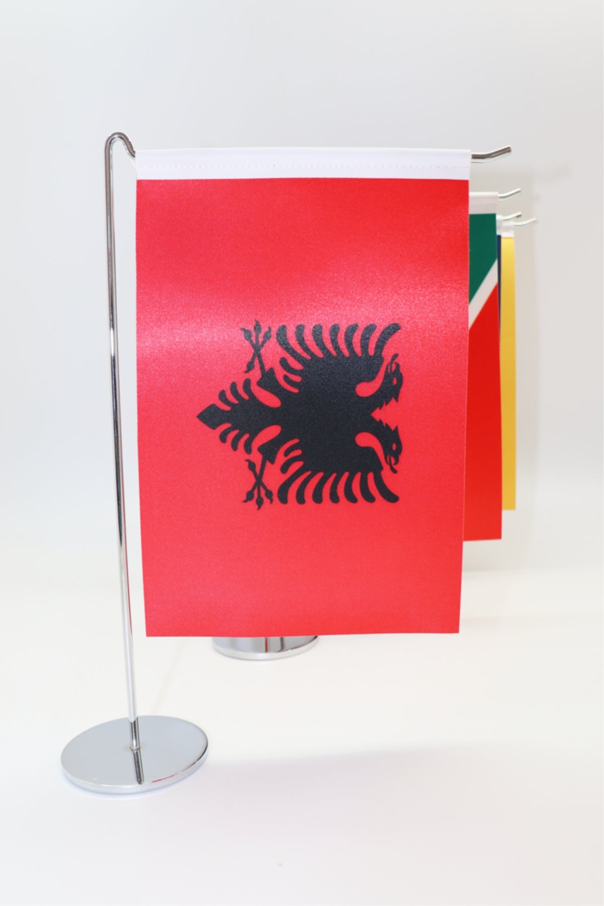 L-Shaped New Hampshire State Desk Flag - Premium Double-Layer Satin with Chrome Stand | Professional Quality State Desk Flag