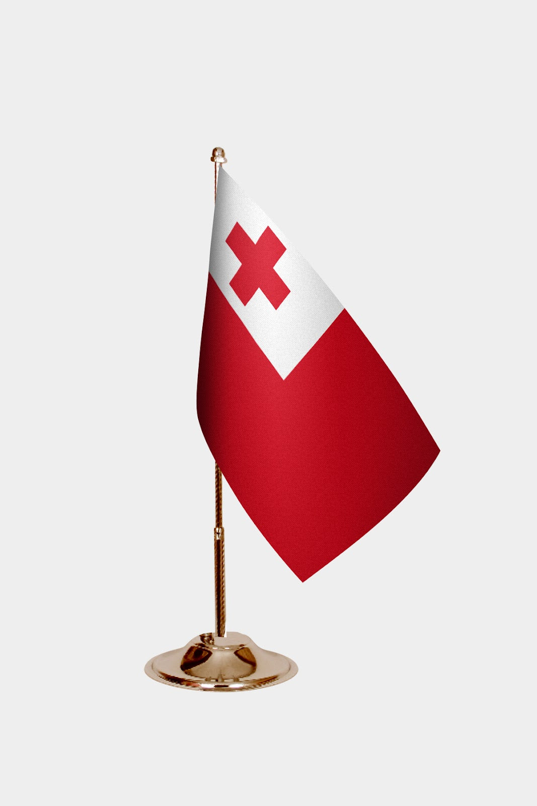 Tonga Gold Desk Flag - Premium Metal Stand
