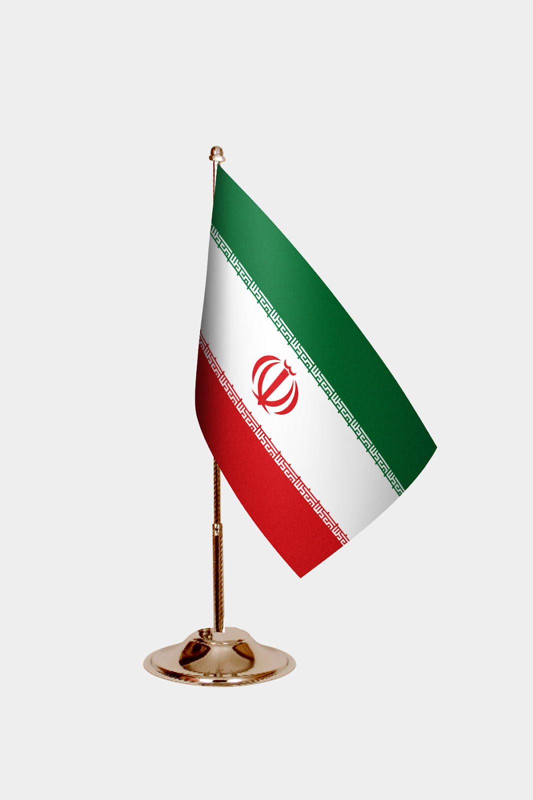 Iran Gold Desk Flag - Premium Metal Stand