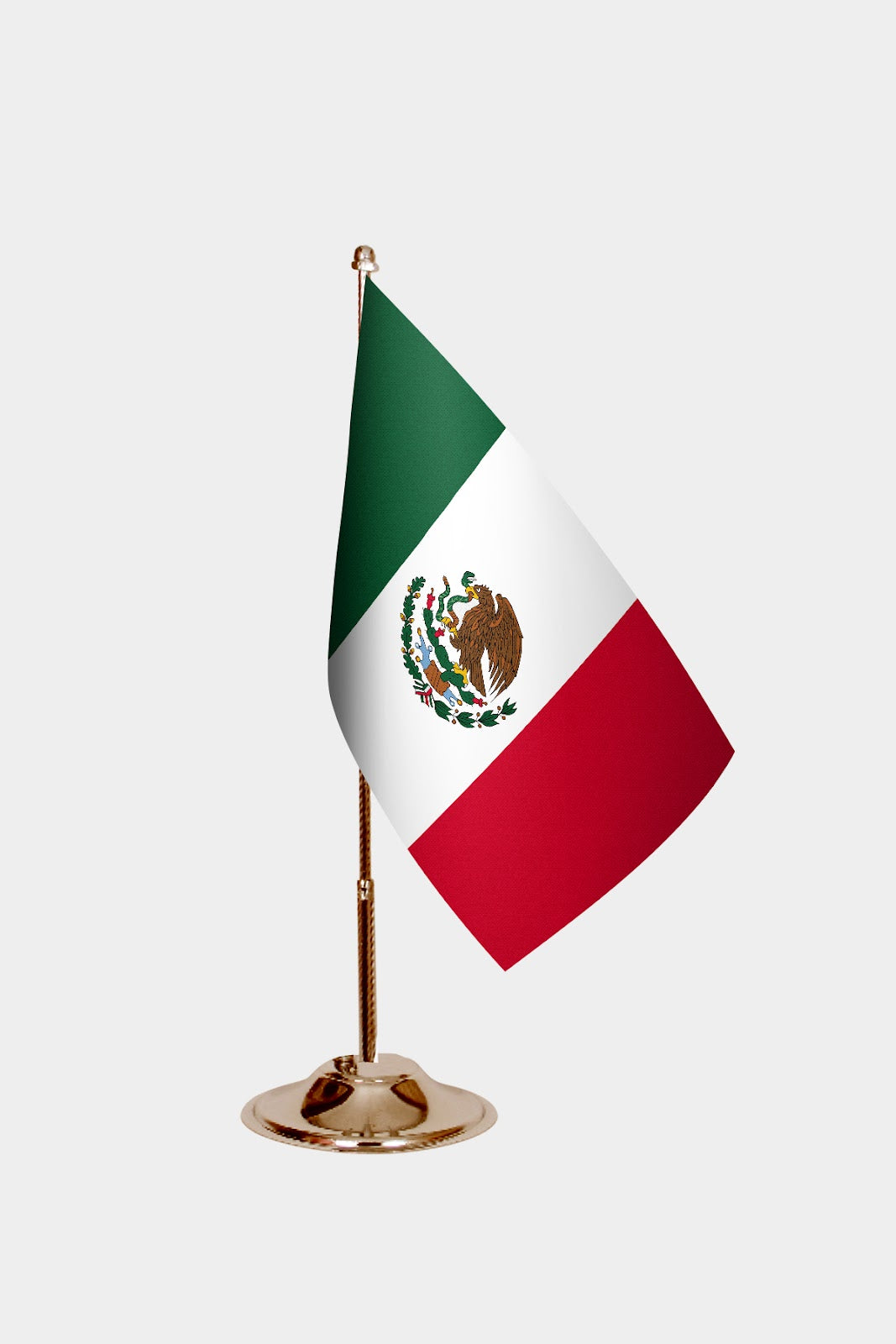 Maxican Gold Desk Flag - Premium Metal Stand