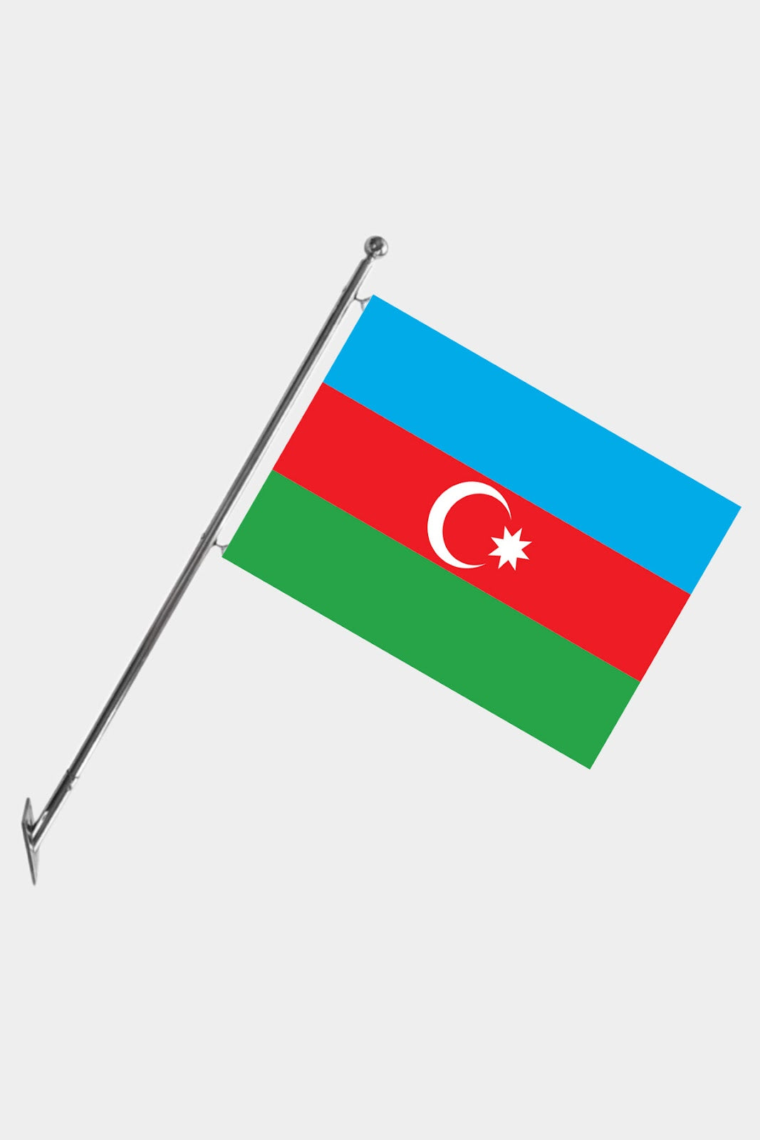 Azerbaijan Wall-Mounted Telescopic Flagpole Set — Polyester